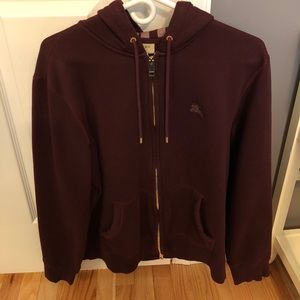 Mens merlot colored Burberry hoodie XL